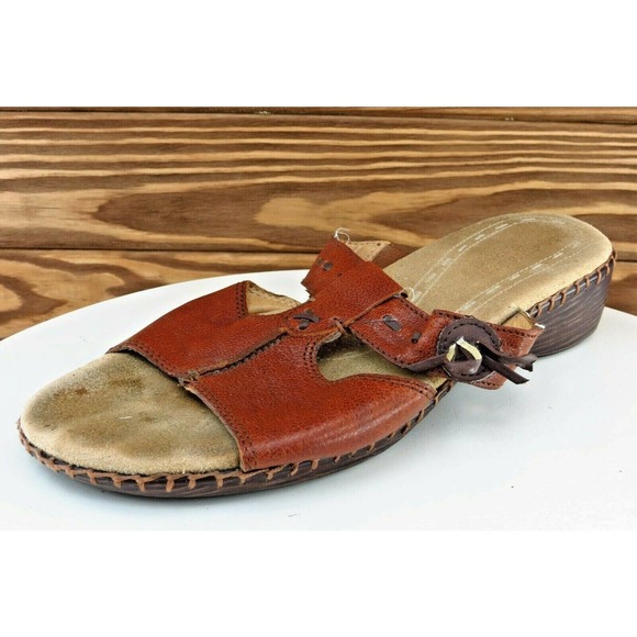 Naturalizer Size 8.5 W Brown Slide Leather‎ Women Sandal Shoes - Picture 1 of 7